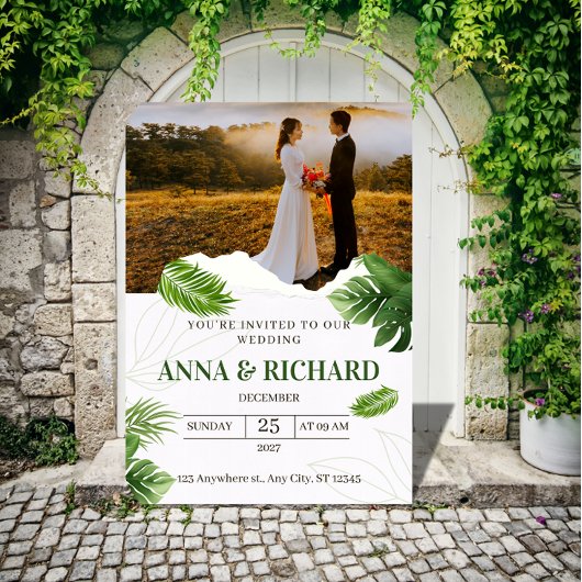 Faire-part de mariage tropical romantique