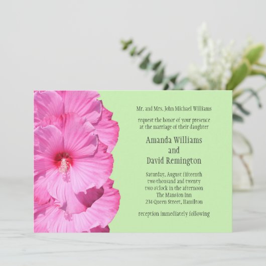 Faire-part de mariage tropical (vert) (Debout devant)