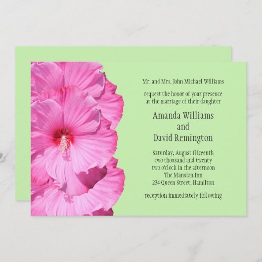 Faire-part de mariage tropical (vert) (Devant / Derrière)