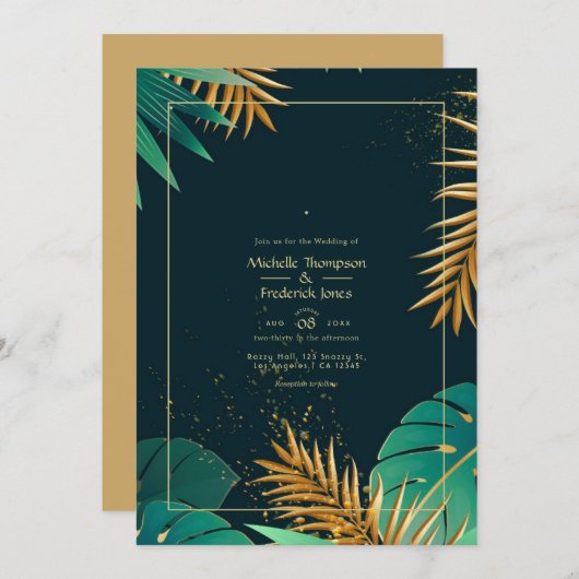 Faire-part de mariage tropicale (Devant / Derrière)