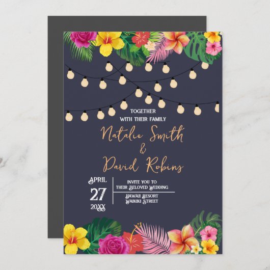 Faire-part de mariage tropicale (Devant / Derrière)