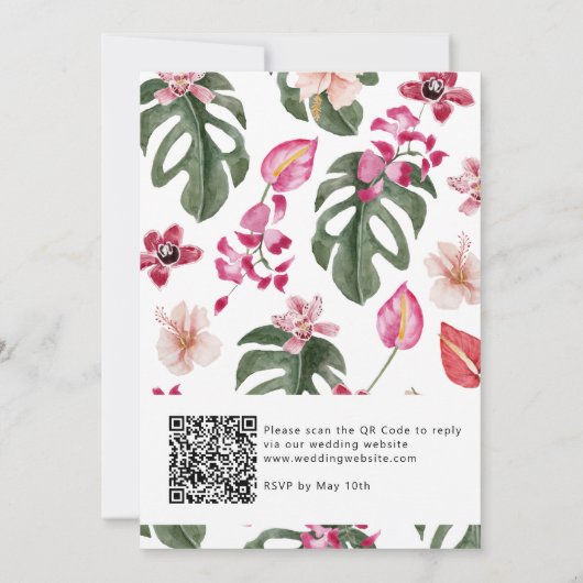 Faire-part de mariage tropicale colorée (Dos)