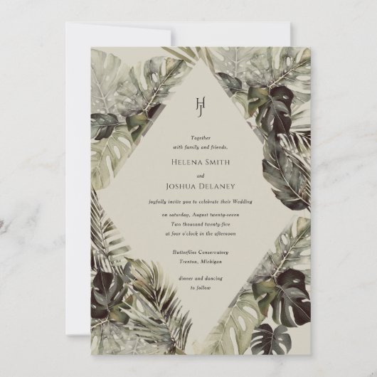 Faire-part de mariage tropicale - Conception botan (Devant)