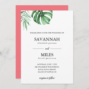 Faire-part de mariage tropicale en feuille de palm