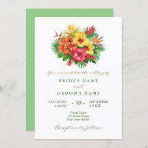 Faire-part de mariage tropicale fleurie colorée