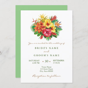 Faire-part de mariage tropicale fleurie colorée