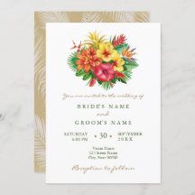 Faire-part de mariage tropicale fleurie colorée