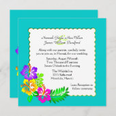 Faire-part de mariage tropicale hawaïenne colorée (Devant / Derrière)