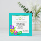 Faire-part de mariage tropicale hawaïenne colorée (Debout devant)