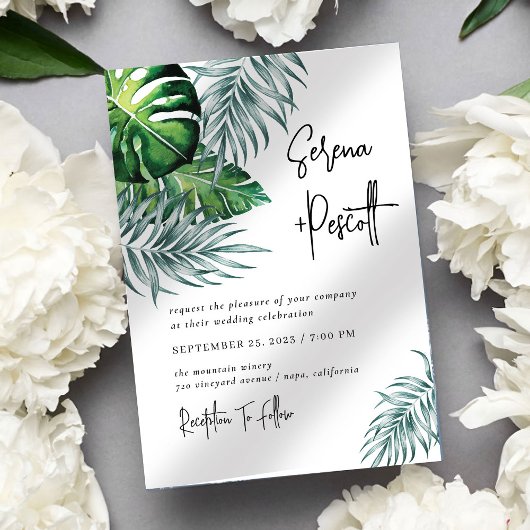 Faire-part de mariage tropicale minimale