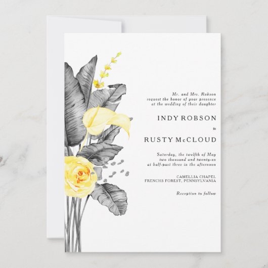 Faire-part de mariage tropicale moderne (Devant)