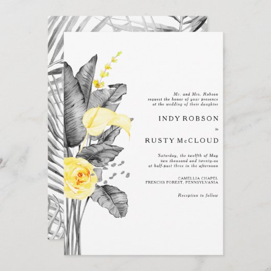 Faire-part de mariage tropicale moderne (Devant / Derrière)