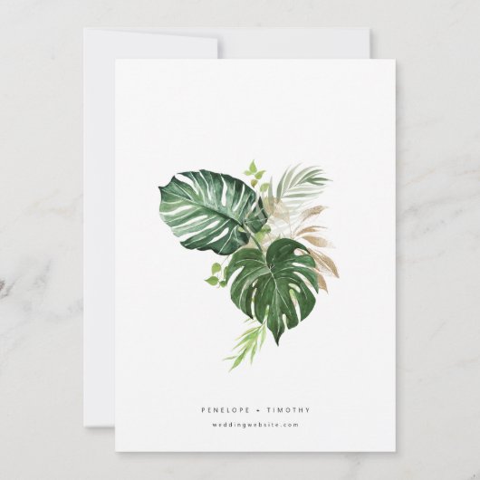 Faire-part de mariage tropicale moderne Monstera F (Dos)