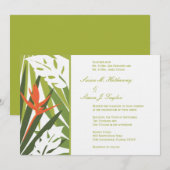 Faire-part de mariage tropicale - Vert et orange (Devant / Derrière)