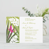 Faire-part de mariage tropicale - Vert et rose (Debout devant)