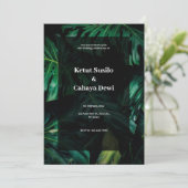 Faire-part de mariage tropicale verte (Debout devant)