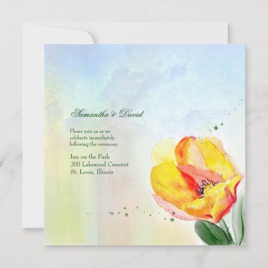 Faire-part de mariage Tulip Watercolor (Dos)