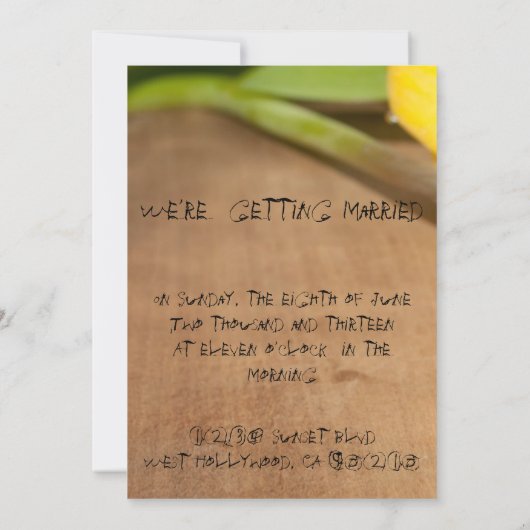 Faire-part de mariage "Tulipe jaune" (Dos)