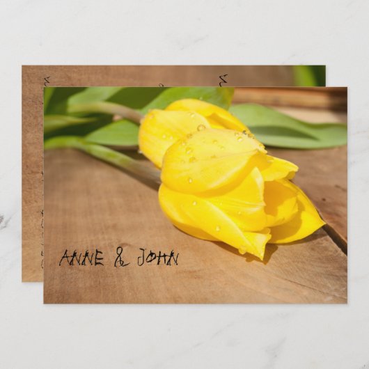Faire-part de mariage "Tulipe jaune" (Devant / Derrière)