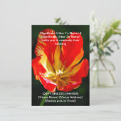 Faire-part de mariage Tulipe Rouge Orange Chaud (Debout devant)