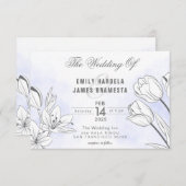 Faire-part de mariage Tulipes aquarelles (Devant / Derrière)