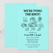 Faire-part de mariage turquoise à l'illustration f (Devant / Derrière)
