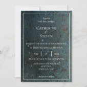 Faire-part de mariage turquoise bleu, or et cuivre (Devant)