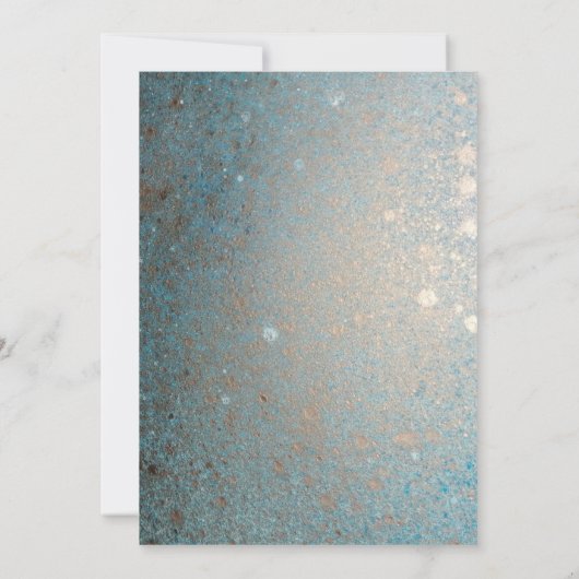 Faire-part de mariage turquoise bleu, or et cuivre (Dos)