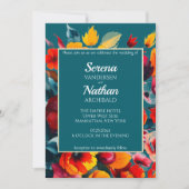 Faire-part de mariage Turquoise classique fleur sa (Devant)