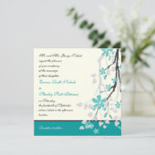 Faire-part de mariage turquoise de branche moderne (Debout devant)