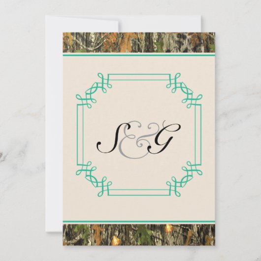 Faire-part de mariage Turquoise de chasse rustique (Devant)