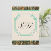 Faire-part de mariage Turquoise de chasse rustique (Debout devant)