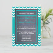 Faire-part de mariage Turquoise de Chevron (Debout devant)