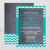 Faire-part de mariage Turquoise de Chevron (Devant / Derrière)