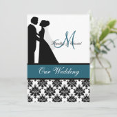 Faire-part de mariage turquoise de couples de (Debout devant)