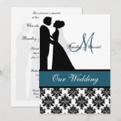 Faire-part de mariage turquoise de couples de (Devant / Derrière)