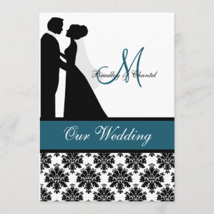 Faire-part de mariage turquoise de couples de