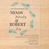 Faire-part de mariage Turquoise de feuille de palm (Recto)