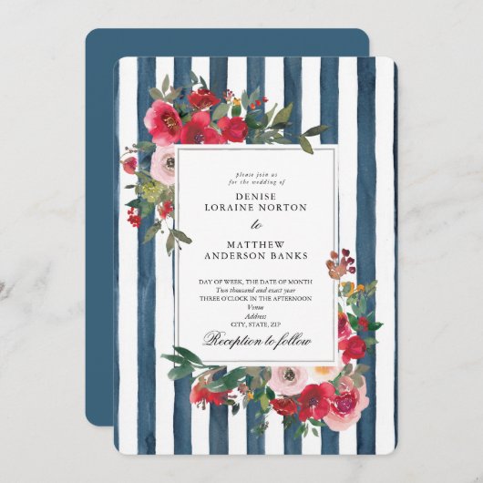 Faire-part de mariage Turquoise de minuit (Devant / Derrière)