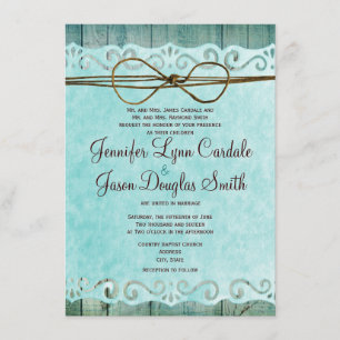Faire-part de mariage turquoise de papier vintage