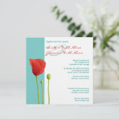 Faire-part de mariage turquoise de Red Poppy (Debout devant)