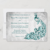 Faire-part de mariage turquoise de vigne à feuille (Devant)