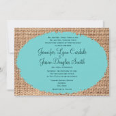Faire-part de mariage Turquoise du Burlap rustique (Devant)