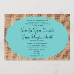Faire-part de mariage Turquoise du Burlap rustique