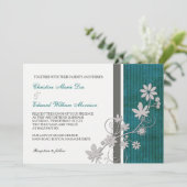 Faire-part de mariage turquoise et Fleur de charbo (Debout devant)
