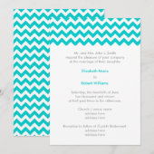 Faire-part de mariage Turquoise et Grey Chevron (Devant / Derrière)