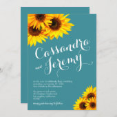 Faire-part de mariage turquoise et jaune de (Devant / Derrière)