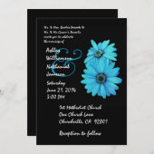 Faire-part de mariage turquoise et noir (Devant / Derrière)