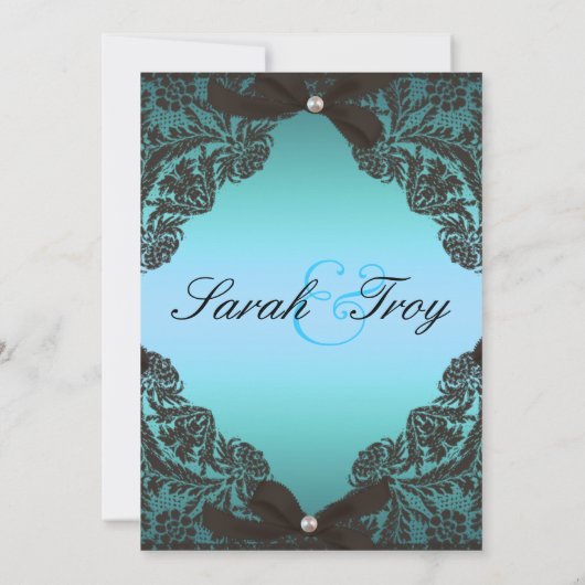 Faire-part de mariage turquoise et noir de (Dos)