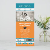 Faire-part de mariage turquoise et Orange Hockey (Debout devant)